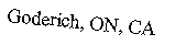 Text Box: Goderich, ON, CA
